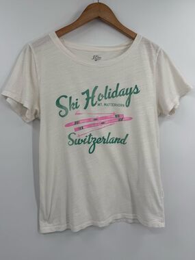 J.Crew Vintage Cotton Ski Holidays Mt. Matterhorn Graphic Tee | Ivory | Small